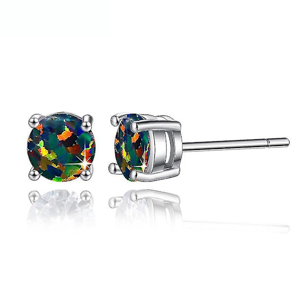 ørestikker Runde Opal 6mm Four Claws Flerfarvede øreringe til daglig brug