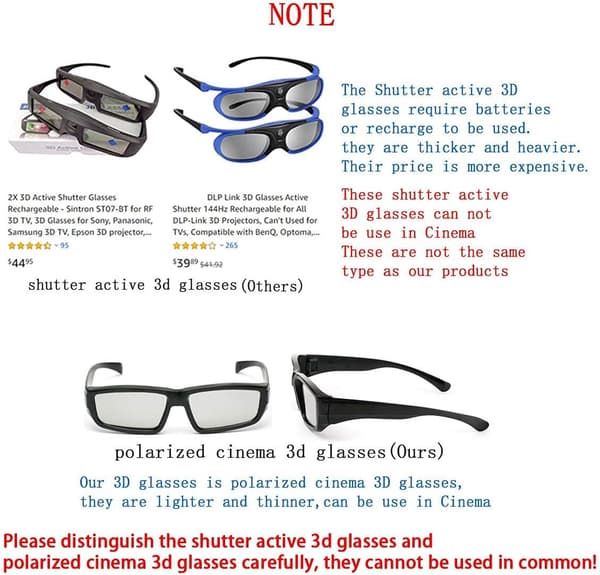 4X 3D-briller Unisex Passive Polariserede RealD Biograf 3D-briller til