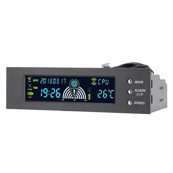 STW 5023 5.25in Frontpanel LCD Datamaskin Viftehastighetskontroller CPU HDD SYS Temperaturkontroll 3 Vifter