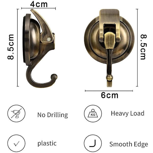 Piao Heavy Duty -imukuppikoukut Tehokkaat koukut Seppeleripustin kylpyhuoneen ja wc:n suihkuun, helppo asentaa ja irrottaa Bronze
