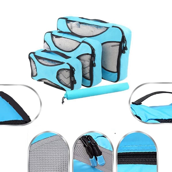 Compression Packing Cubes Bag for Travel Utvidbar pakkeboks sky blue