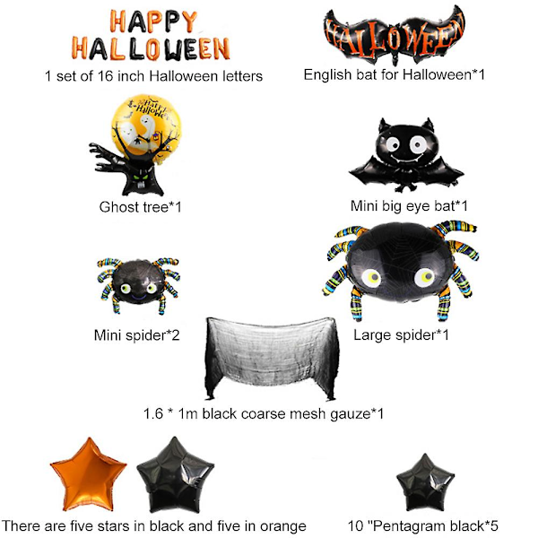 Halloween ballongbannersett dekorasjonsbursdagsfest