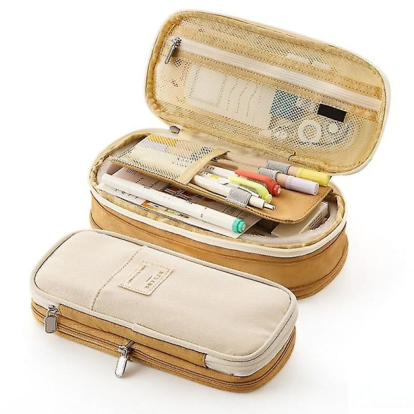 Macaroon Color Canvas Case Blixtlås Stängning Brevpapper