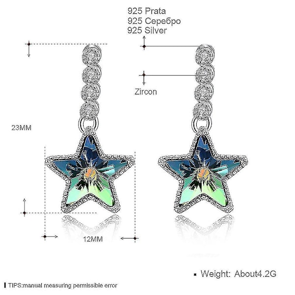 örhängen Swarovski Elements Star Crystal S925 örhängen för dagligt bruk