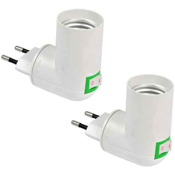 2-pack E27-sockel med trådlös strömbrytare, lampbas, Quick Light-plastsockel för garagebelysning, 360 graders rotation