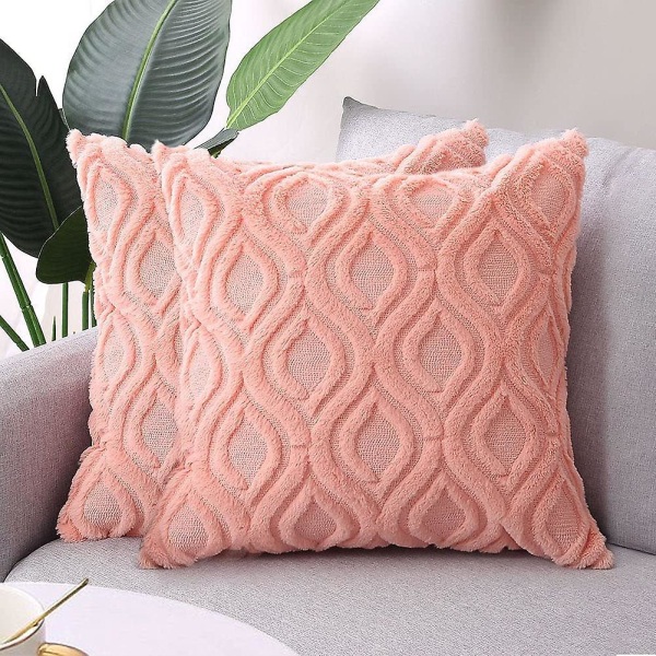 Koristeelliset tyynynpäälliset 18x18, tekoturkista maatilan Boho tyynyliinat 18*18* Pink