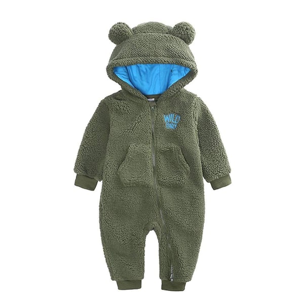 Baby fleece jumpsuit hooded snödräkt långärmad kostym green