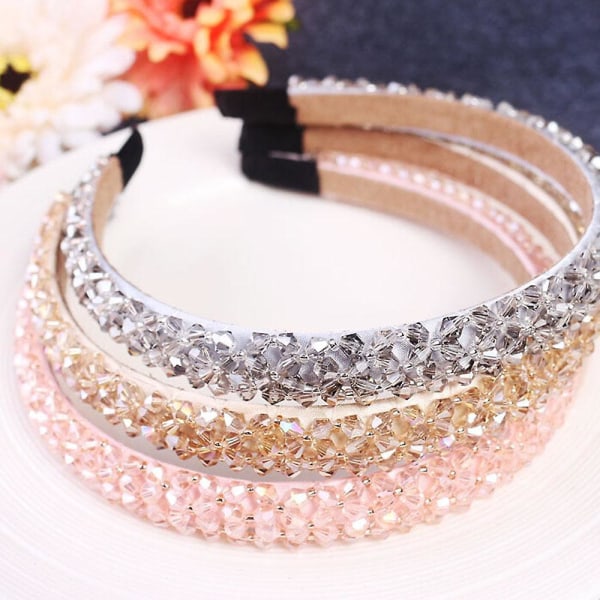 1kpl Crystal Hair Band Hiuspanta Kruunu Päähineet Häät Morsiamen Naiset Tytöt Lapset Lapset Pearl Wave Pink