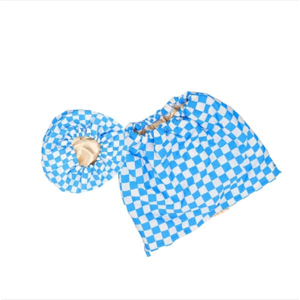 Dobbeltlags vandtæt fortykket polyester badehætte til kvinder, trykt japansk stil voksen hårbadehætte til bad og spa blå Blue