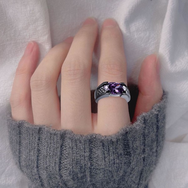 Noble utsøkt utførelse Vakre kvinner ring innlagt faux perle Rhinestone bryllup band smykker tilbehør Purple US 9