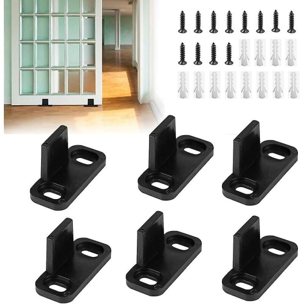 6 Stk Plast skydedørsguide 45*20*24mm Gulv skydedørsguide Multifunktiona Heavy Duty Anti-støj Gulvguide Med Skruer Til Skydedøre Ho