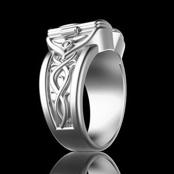 Herrmode Oregelbunden konkav konvex öppningsbar lockring Kreativ smyckepresent Silver US 13