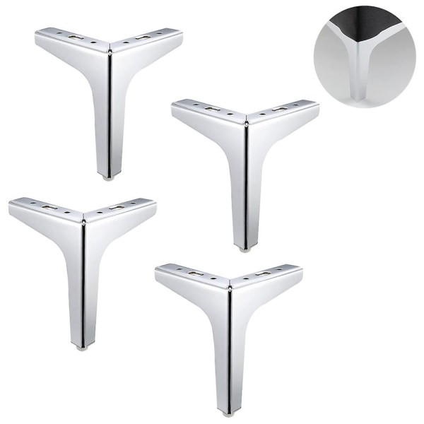 Metalliset huonekalujalat, 4 kpl metalliset timanttikolmiot pöydän jalat Kaapin jalat Tee itse Vaihto kaapin sohvalle sohvahyllylle 10cm Silver