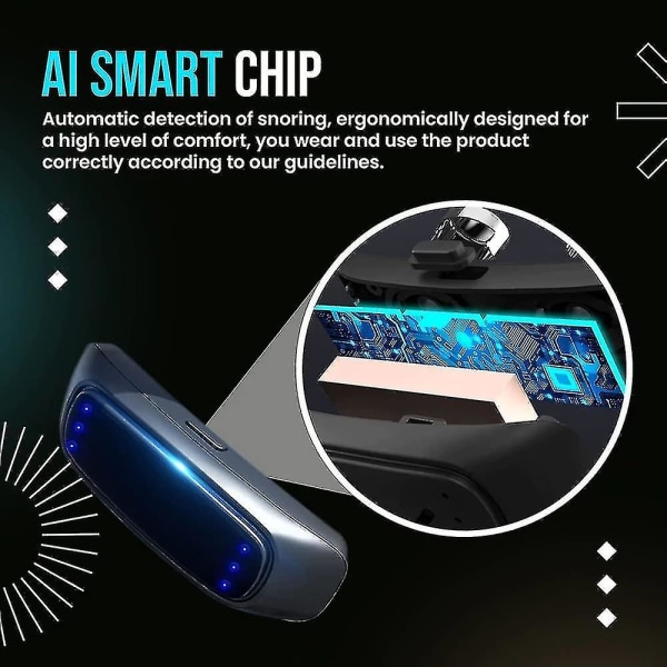 Smart Ems Anti Snorke Device, Sleeppro Smart Laryngeal Pulse Anti-snorken Device med fikseringsstrop