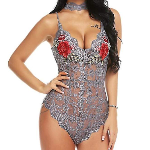 Kvinder Blonde Bodysuit Sexet Lingeri Undertøj Grey M