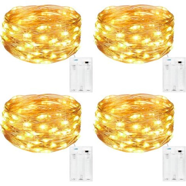 Fairy Lights [4 Pack], Mini batteridrevne Fairy Lights 5m 50 LEDs Innendørs og utendørs dekorasjonslys for soverom Chr