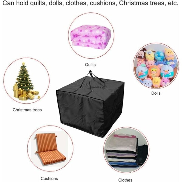 Svart oppbevaringspose Utendørs puteoppbevaringspose Vanntett og støvtett julepyntpose, for oppbevaring av gjenstander