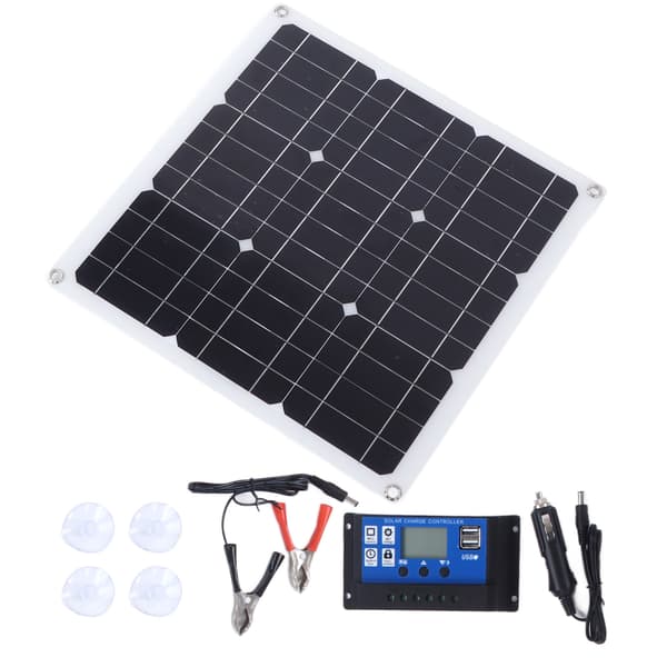 30W Solpanel Kit Dubbel USB DC Utgång 100A Kontroller för Bil Båt Batteri