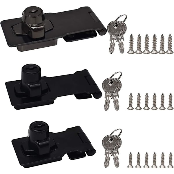 3 delar Låsning Hasp Zinklegering Hänglås Hasp Låda Skåp Lås Dörr Bult Spärr Spänne Med Hänglås Och Nyckel Låsning Hasp För Dörrar Skåp Låda