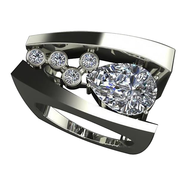 Kvinner Retro Rhinestone innlagt geometrisk form fingerring bryllup smykker gave US 7 2