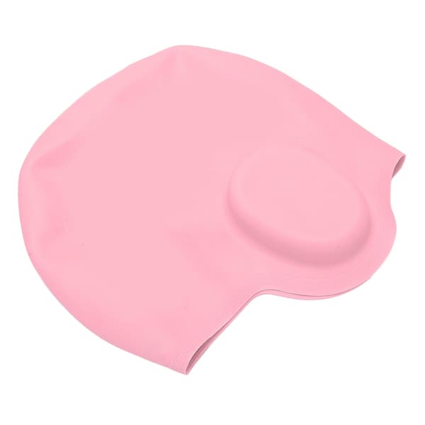 Hög Elasticitet 3D Öronskydd Silikonbadmössa för Barn med Kort Långt Hår Rosa