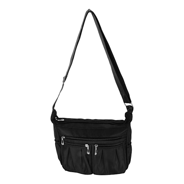 Vattentät Casual Messenger Bag med Hög Kapacitet och Flera Fickor för Resor - Unisex Svart Axelväska, One Size Fits All