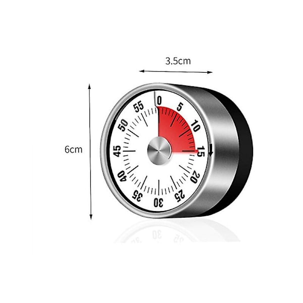 Magneettinen mekaaninen keittiöajastin - 60 minuutin lähtölaskenta visuaalinen ajanhallintatyökalu höyrytysgrilli (musta) lapsille, opettajille ja aikuisille