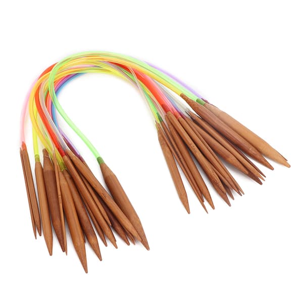 Förkolnade dubbla ringformiga tröjanålar i bambu - Flerfärgad, 40 cm/15,7 tum