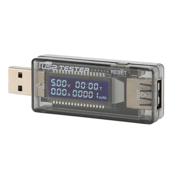 USB Oplader Måler LCD Display Transparent Bærbar Strøm Spændingstester 3.5V til 20V 0A til 3.3A