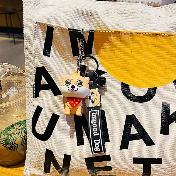 Sarjakuva koiramalli avainriipus kellolla ja kaulanauhalla söpö eläin riippuva avaimenperä sisustus autolaukkuun Black