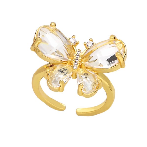 Sormus Vintage Zircon Butterfly Muotikorut Ac9471 Pink