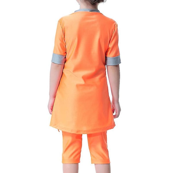 muslimska Barn Flickor Badkläder Islamisk Burkini Modest Baddräkt Simdräkt Orange 5-6 Years