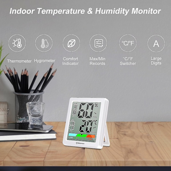 Temperatur- og luftfugtighedsmåler Indendørs Digital Mini Hygrometer Monitor Indikator Hjemmeværelse Vejrstation 8648B
