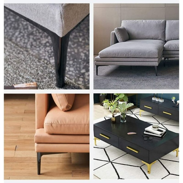 4 x 15 cm mustat kolmiopöydän jalat, DIY metalliset huonekalujalat kaappeihin, sohviin, sohvapöytiin, TV-kaappeihin ja muihin huonekalujen jalkoihin,