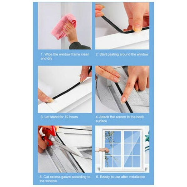 DIY självhäftande myggnät, 1,5*2m vitt