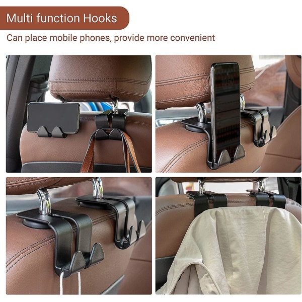 Pack Four Hook auton niskatuen koukku, auton kolikkokoukku, auton kolikkokukkaro, monitoiminen universal