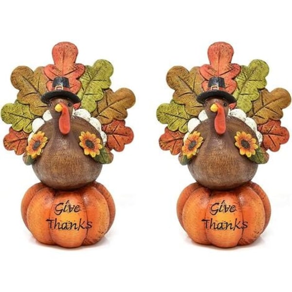 1/2 st Turkiet pumpa prydnader, Thanksgiving skördedagen dekorationstillbehör, harts bordsdekoration, Halloween Turk
