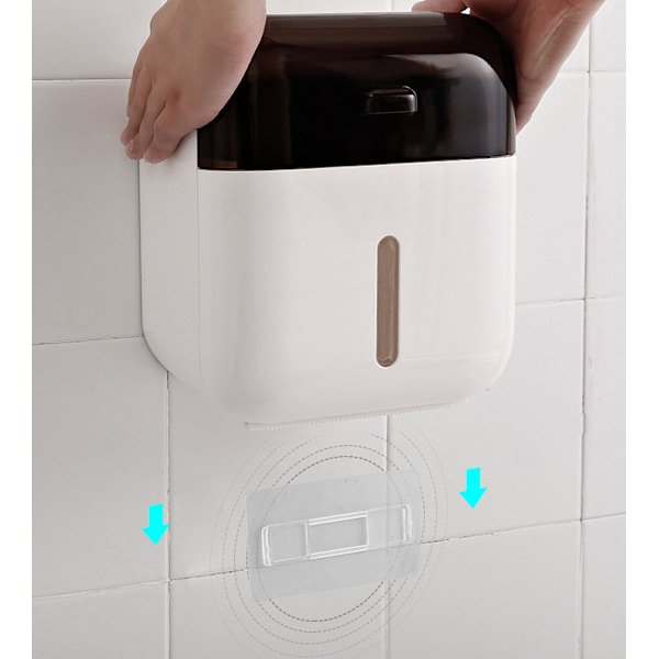 vægmonteret toiletpapirboks, uden boring, til opbevaring af toiletpapir (sort)
