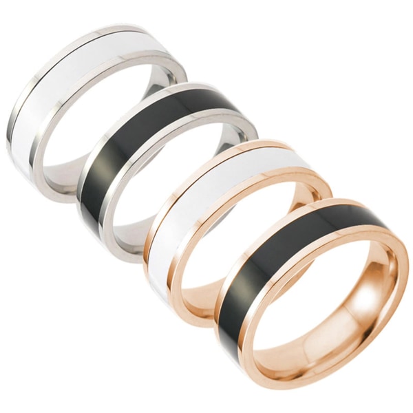 Ring Modedekorativa titanstål Unisex enkelt fingerband för vardagen Rose Gold and White US 7