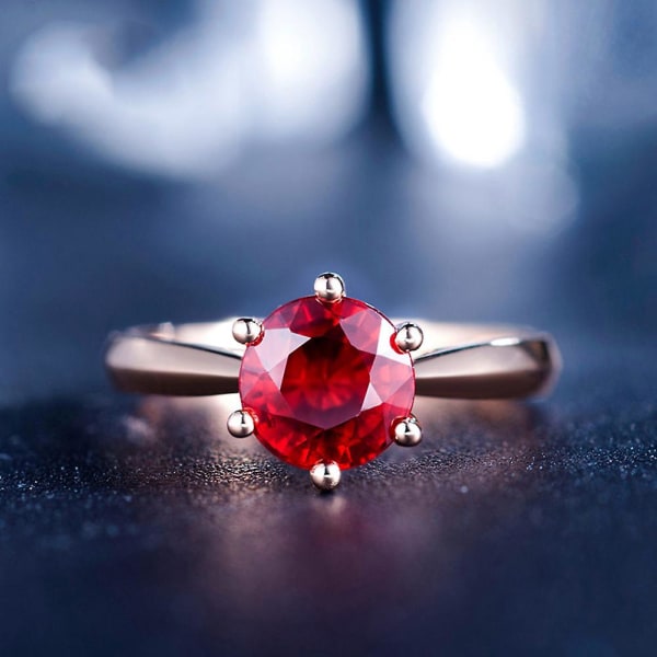Kvinnor Faux Ametist Ruby Inläggningar Finger Ring Bröllop Engagemang Smycken Present Red US 5