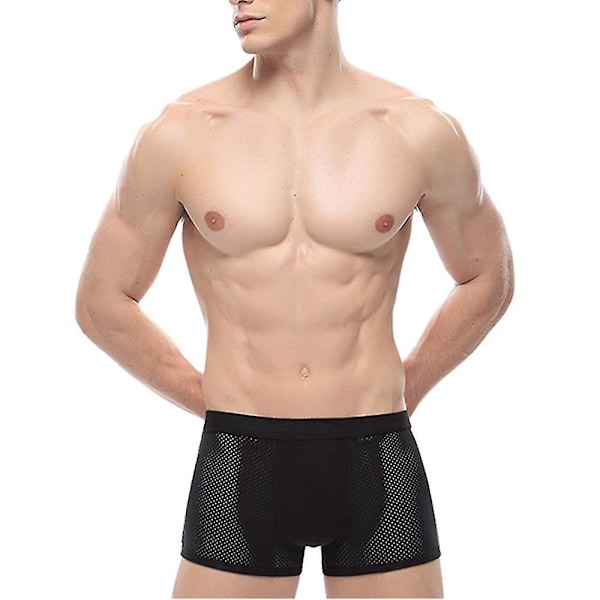 Mænd Mesh Boxer Brief Trunks Shorts åndbare underbukser Black XL