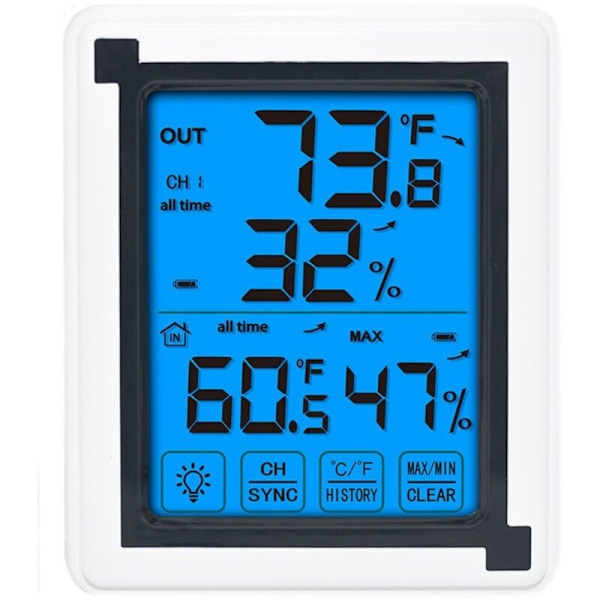 Trådlös digital hygrometer inomhus termometer för temperatur och luftfuktighet med gigantisk pekskärm