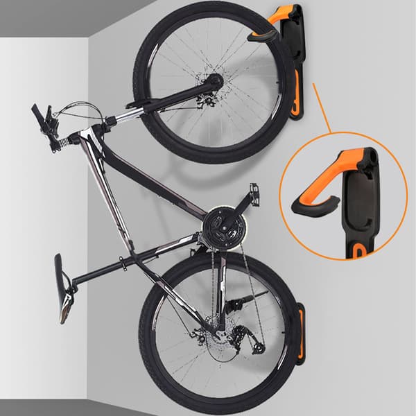 Vertikal Cykelvægophæng til Garageopbevaring Sort Orange