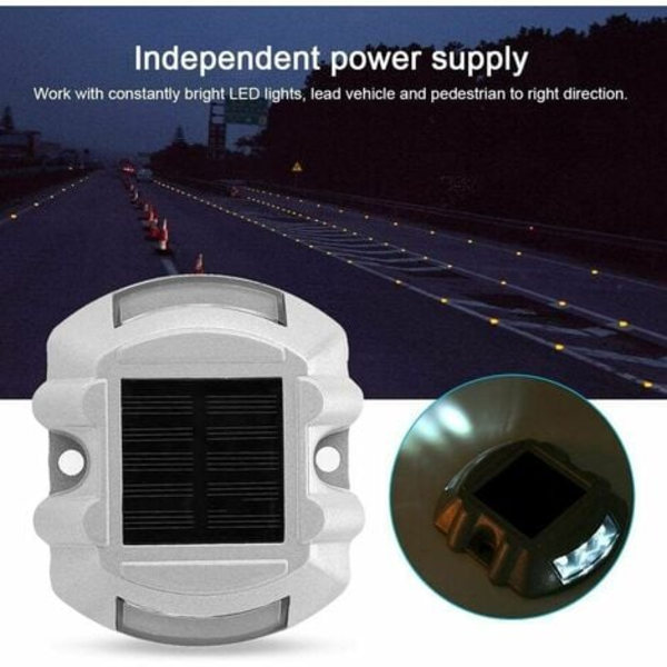 Solar Dock -valo, Solar Road Stud -valot 6 LEDillä, vedenpitävät ulkovalot puutarhapatiolle (2 kpl)