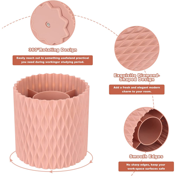 Makeup børsteholder - 360° rotation multifunktionel penneholder til skrivebord, multifunktionel opbevaringsboks til kontorstation