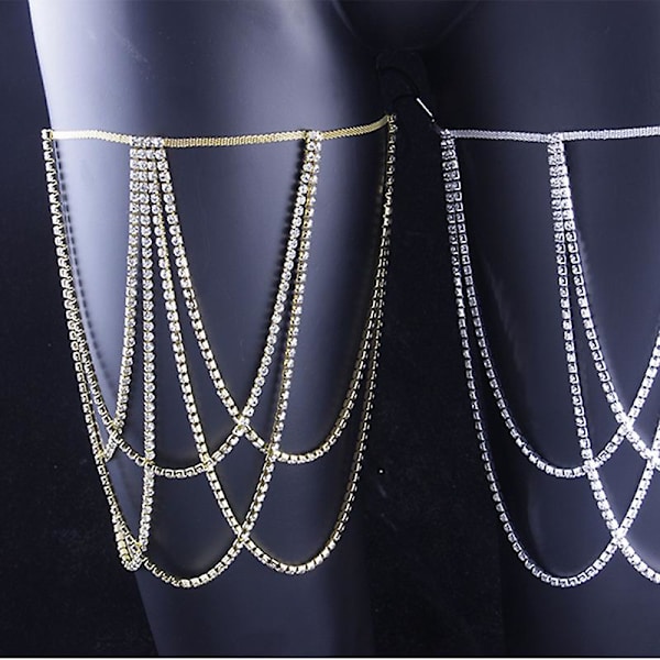 Leg Dekor Lagdelt Kroppskjede Med Elastisk String Legering Rhinestones smykker Silver