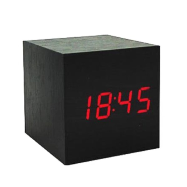 Cube Led Click Clock Vækkeur med lydaktivering Black red
