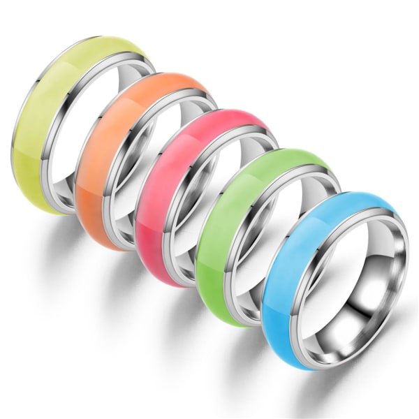 Enkel mode unisex lysande enfärgad glödande ring smycken tillbehör Pink US 7