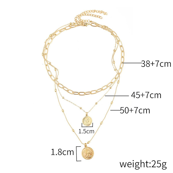 Halskjede Mynter Choker Motesmykker B1791 N2104-4