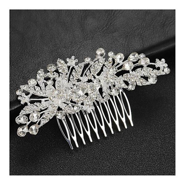 Hårkamlegering Inlagd Rhinestone Butterfly Leaf Comb Daily Casual Headwear 4